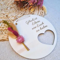 Geschenk für Eltern | personalisiertes Türschild | Türkranz Trockenblumen | Kleines Dankeschön Geschenk | Dankeschön