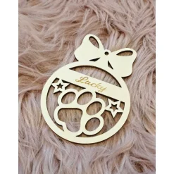 Geschenk für Hundebesitzer & Katzenbesitzer | Christbaumkugel aus Holz | Geschenk für Hundemamas | Weihnachtskugel Pfote