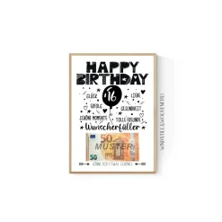 Geschenk für Sohn | Tochter | zum 16.Geburtstag | Geldgeschenk | Poster Sechzehn Deko