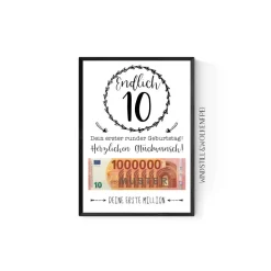 Geschenk für Sohn | Tochter | zum 10.Geburtstag | Geldgeschenk | Poster