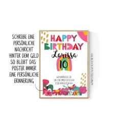 Geschenk für Tochter zum 10.Geburtstag | Geldgeschenk | Poster personalisierbar mit Namen