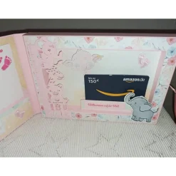 Geschenk Geburt Baby Mädchen Gutscheinverpackung Shadow Box handgemacht