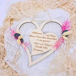 Geschenk Hebamme | Hebamme mit Herz | Dankeschön Hebamme mit Trockenblumenstrauß | personalisiertes Geschenk