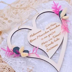 Geschenk Hebamme | Hebamme mit Herz | Dankeschön Hebamme mit Trockenblumenstrauß | personalisiertes Geschenk