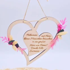 Geschenk Hebamme | Hebamme mit Herz | Dankeschön Hebamme mit Trockenblumenstrauß | personalisiertes Geschenk