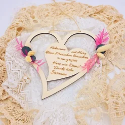 Geschenk Hebamme | Hebamme mit Herz | Dankeschön Hebamme mit Trockenblumenstrauß | personalisiertes Geschenk