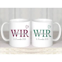Geschenk Hochzeit Tassen Set, Tassen Mr & Mrs Namen Hochzeitsdatum, Hochzeitsgeschenk Brautpaar personalisiert