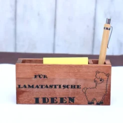 Geschenk Idee mit graviertem Kugelschreiber Notizzettelhalter Gedankensammler