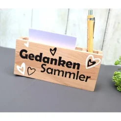 Geschenk Idee mit graviertem Kuli und Notizzettelhalter Gedankensammler