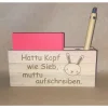 Geschenk Idee mit graviertem Kuli und graviertem Notizzettelhalter