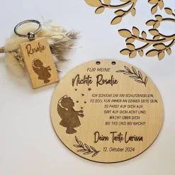 Geschenk Patenkind personalisiert, Patenbrief Schutzengel Namen Holz, Taufbrief Patentante Patenonkel, Taufgeschenk Set