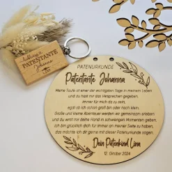 Geschenk Patentante Taufe - personalisiertes Holzschild für die Patentante - Geschenk Patentante - Taufgeschenk Patin
