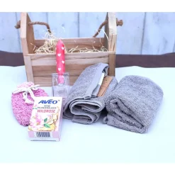 Geschenk Set Idee Wellness Holzbox "Haus" Geburtstagsgeschenk