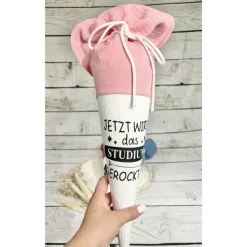 Geschenk Studium Uni kleine Schultüte weiterführende Schule aus Musselinstoff 35 cm