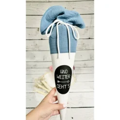 Geschenk Studium Uni kleine Schultüte weiterführende Schule aus Musselinstoff 35 cm