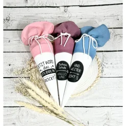 Geschenk Studium Uni kleine Schultüte weiterführende Schule aus Musselinstoff 35 cm