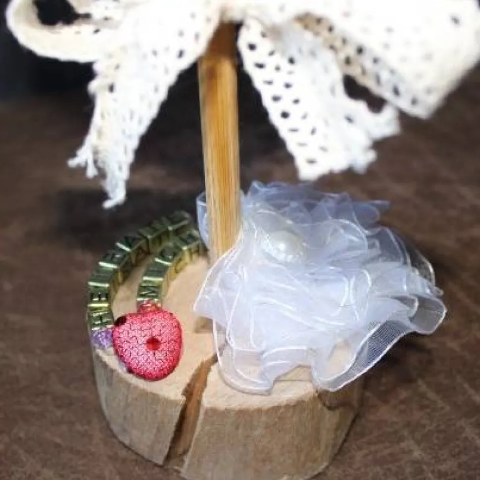 Geschenk Valentinstag HEIRATE MICH abstrakt gestalteter Herzaufsteller aus Holz m. Acrylfarbe im Shabby-Stil gestaltet