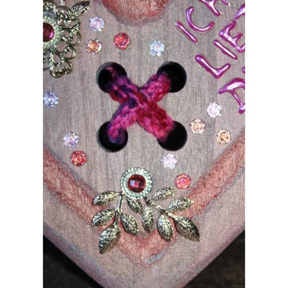 Geschenk Valentinstag ICH LIEBE DICH abstrakt gestaltetes Herz aus Holz mit Acrylfarbe im Shabby-Stil gestaltet