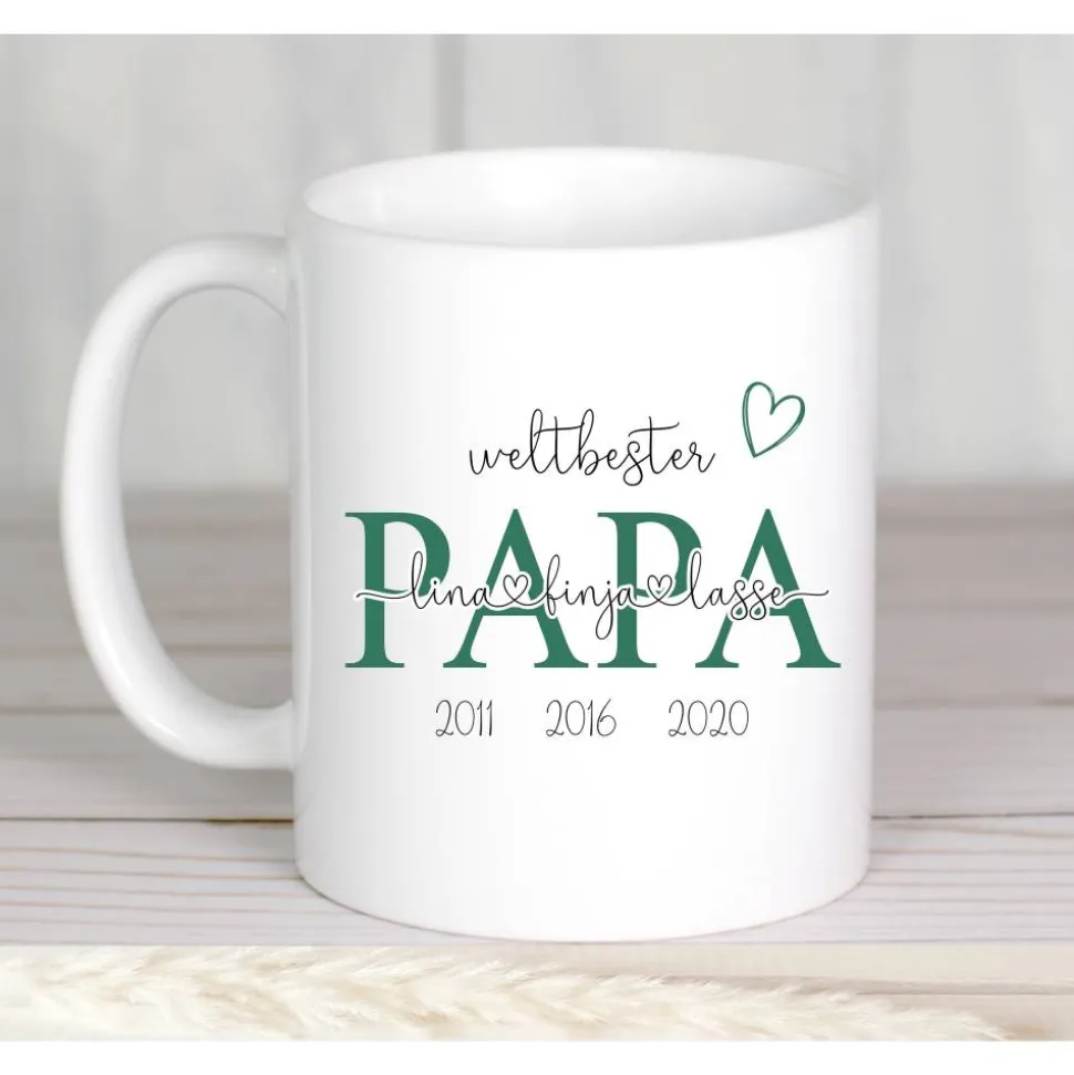 Geschenk Vatertag Tasse weltbester Papa mit Namen personalisiert Keramik