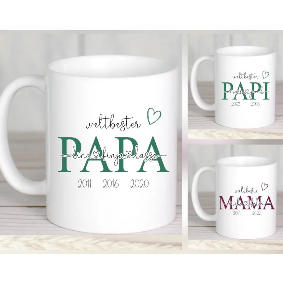 Geschenk Vatertag Tasse weltbester Papa mit Namen personalisiert Keramik