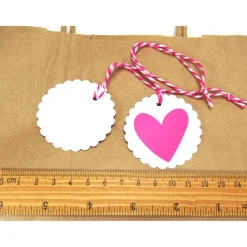 Geschenk Verpackung Kraftpapiertüte weiß natur braun Tasche Geschenkanhänger pink HERZ Love, Geschenk