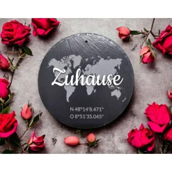 Geschenk zum Einzug / Einzugsgeschenk / Schiefertafel / Einzug Haus / Einzugsgeschenk Personalisiert / Geschenk mit Koor