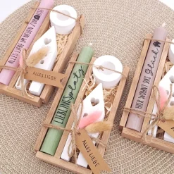 Geschenk zum Einzug | Kerzenset mit Haus/Lichthaus & Kerzenhalter rund | Einweihung, Umzug, Richtfest