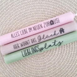 Geschenk zum Einzug | Kerzenset mit Haus/Lichthaus & Kerzenhalter rund | Einweihung, Umzug, Richtfest