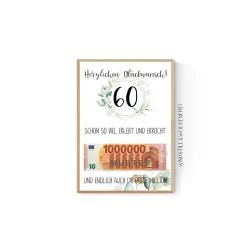 Geschenk zum 60.Geburtstag | Geldgeschenk | Poster| Sechzig | Sechzigster | Eukalyptus