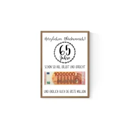 Geschenk zum 65.Geburtstag | Geldgeschenk | Poster| Fünfundsechzig | Fünfundsechzigster |