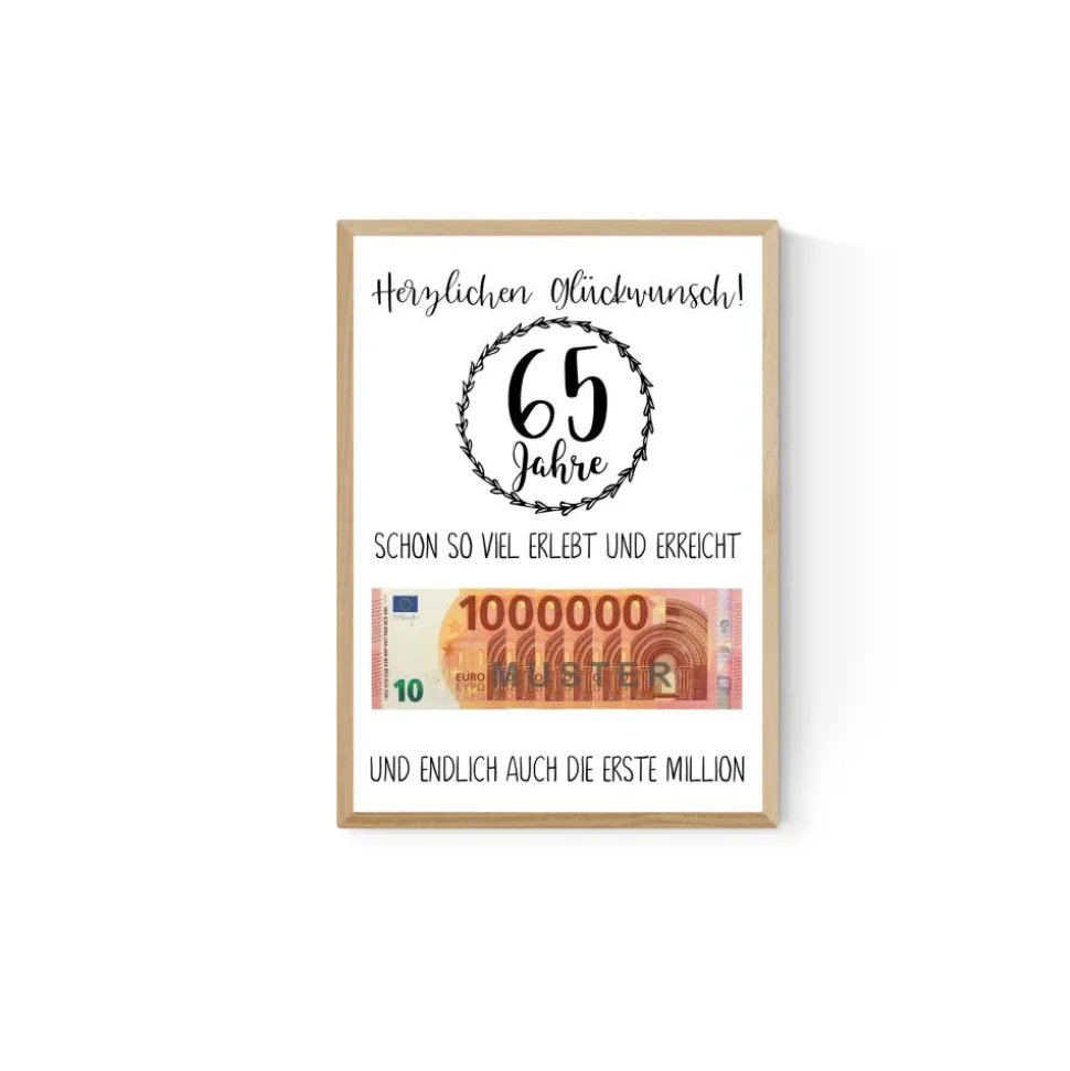Geschenk zum 65.Geburtstag | Geldgeschenk | Poster| Fünfundsechzig | Fünfundsechzigster |