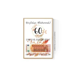 Geschenk zum 60.Geburtstag | Geldgeschenk | Poster| Sechzig | Sechzigster | Blätter