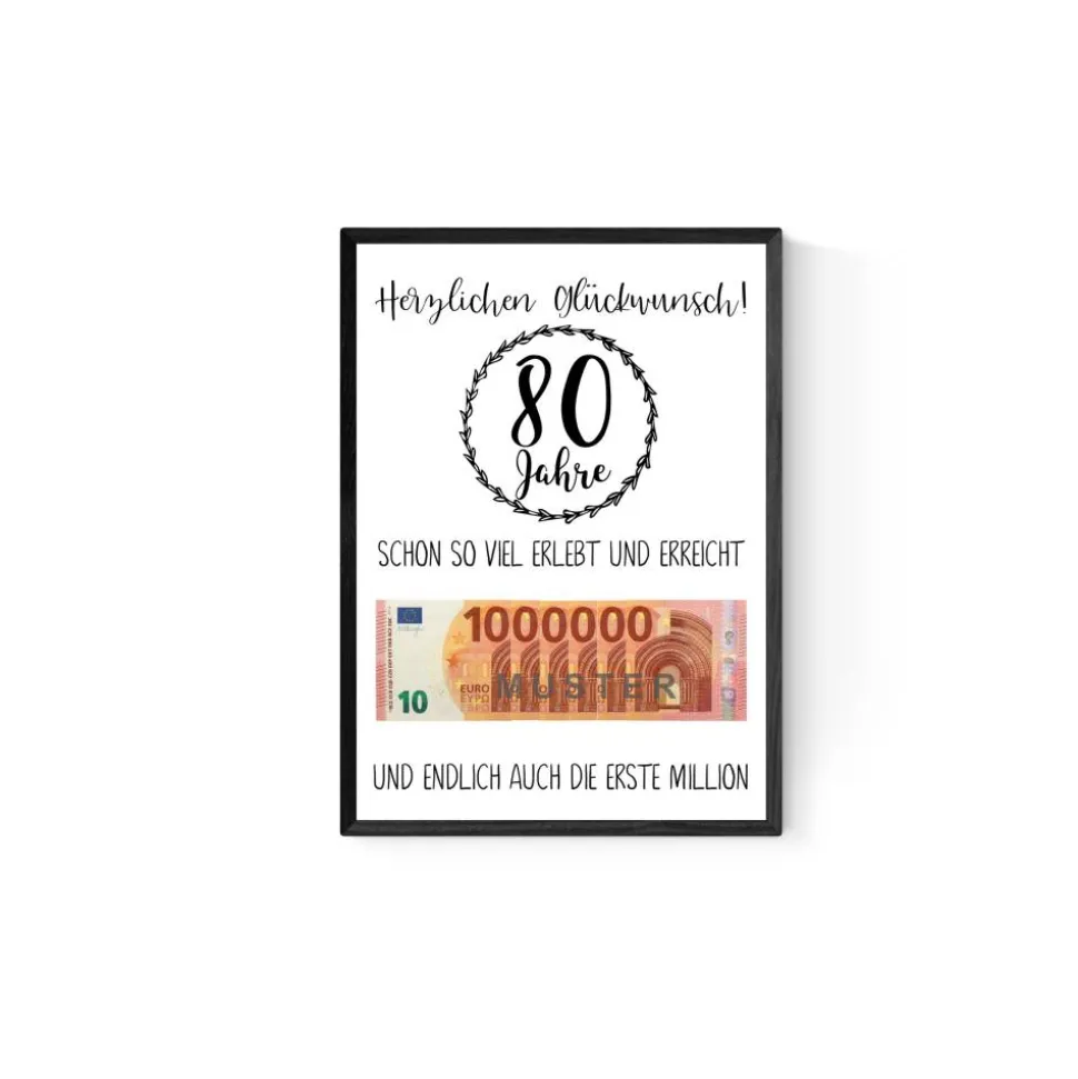 Geschenk zum 80.Geburtstag | Geldgeschenk | Poster| Achtzig | Achtzigster |Deko Geburtstagstisch
