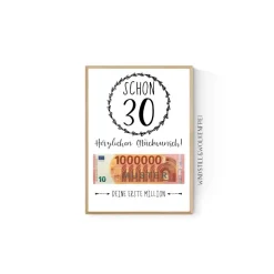 Geschenk zum 30.Geburtstag | Geldgeschenk | Poster| Dreißig | Dreißigster | Deko