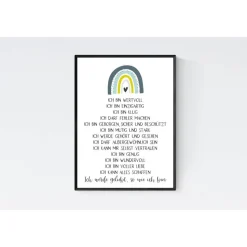 Geschenk zum Schulanfang Einschulung Affirmationen Affirmationsposter Kinder petrol