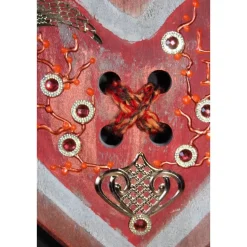 Geschenk zum Valentinstag ICH LIEBE DICH abstrakt gestaltetes Herz aus Holz mit Acrylfarbe im Shabby-Stil bemalt