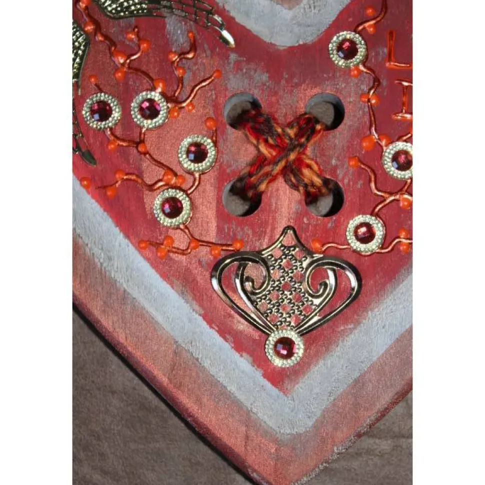 Geschenk zum Valentinstag ICH LIEBE DICH abstrakt gestaltetes Herz aus Holz mit Acrylfarbe im Shabby-Stil bemalt