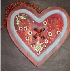 Geschenk zum Valentinstag ICH LIEBE DICH abstrakt gestaltetes Herz aus Holz mit Acrylfarbe im Shabby-Stil bemalt