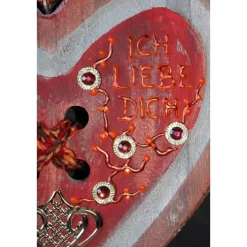 Geschenk zum Valentinstag ICH LIEBE DICH abstrakt gestaltetes Herz aus Holz mit Acrylfarbe im Shabby-Stil bemalt