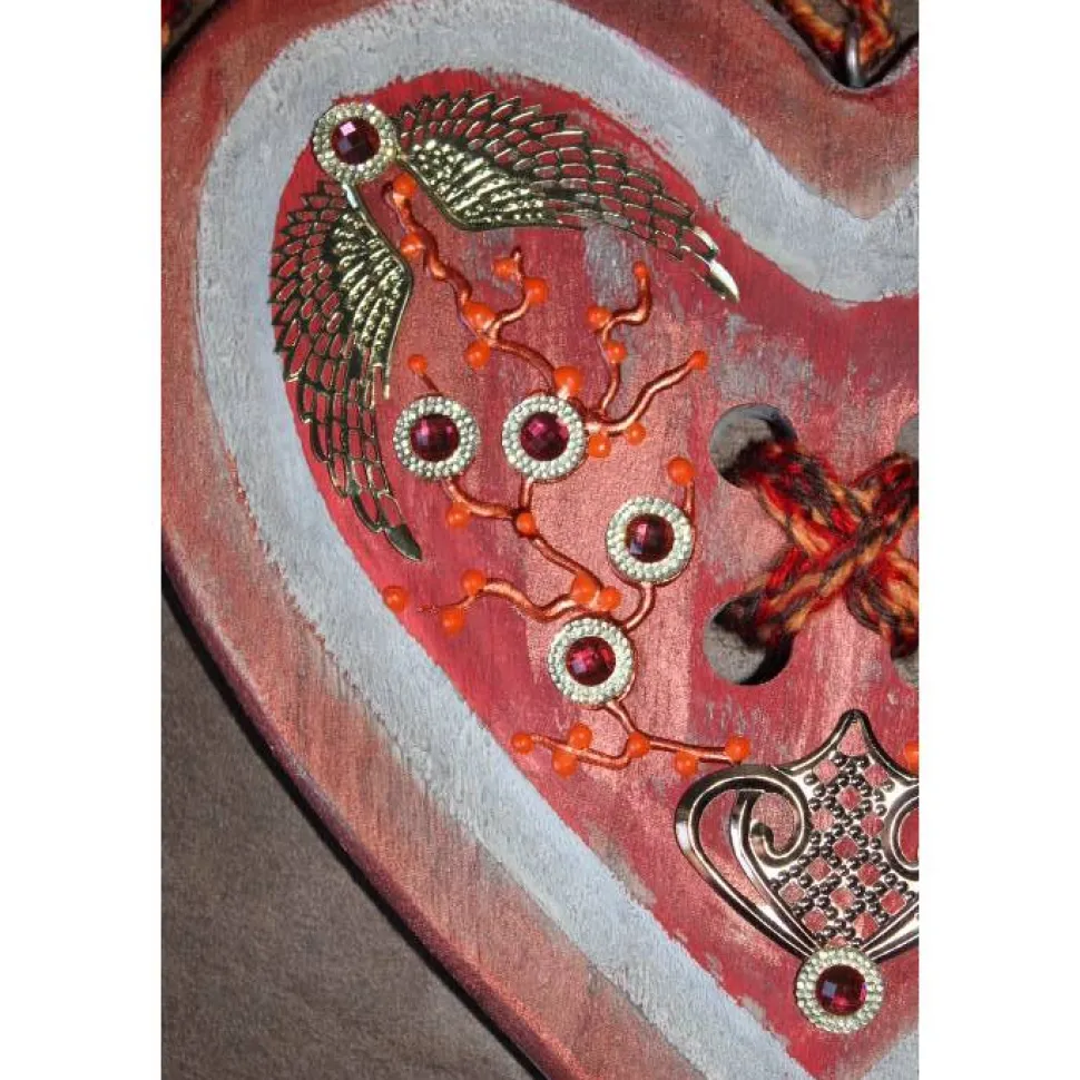 Geschenk zum Valentinstag ICH LIEBE DICH abstrakt gestaltetes Herz aus Holz mit Acrylfarbe im Shabby-Stil bemalt