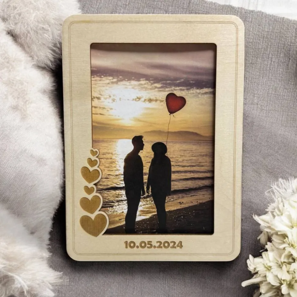 Geschenk zum Valentinstag | Personalisierter Bilderrahmen | Persönliches Geschenk zum Jahrestag | Bilderrahmen aus Holz