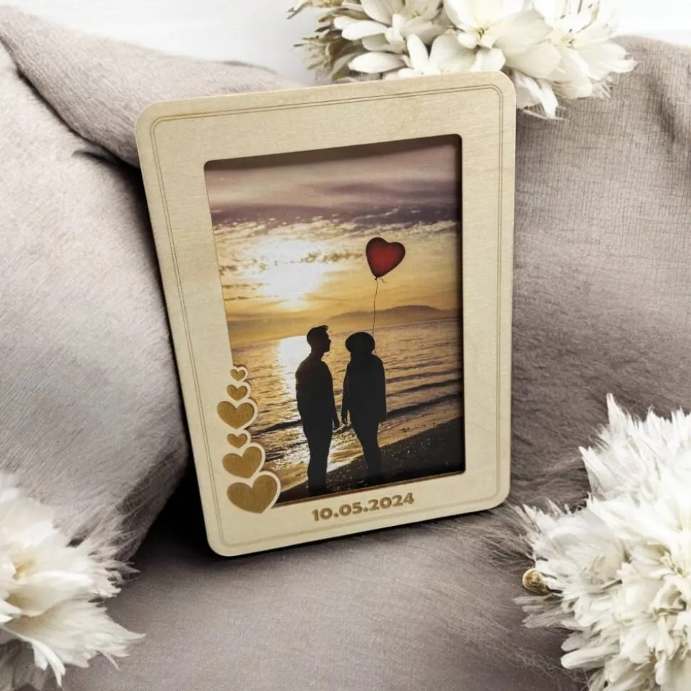 Geschenk zum Valentinstag | Personalisierter Bilderrahmen | Persönliches Geschenk zum Jahrestag | Bilderrahmen aus Holz