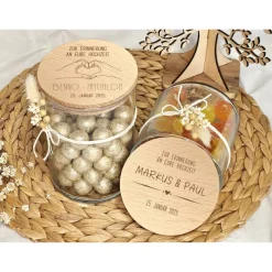Geschenk zum Valentinstag personalisiert Naschglas Valentinstagsgeschenk Süßigkeiten Glas Vorratsglas graviert