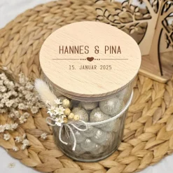 Geschenk zum Valentinstag personalisiert Naschglas Valentinstagsgeschenk Süßigkeiten Glas Vorratsglas graviert