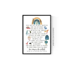 Geschenk zur Einschulung Schulanfang Wünsche Mutmacher Poster Jungen Jungs Name personalisierbar mit Name