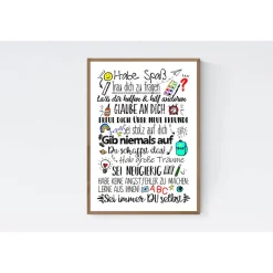 Geschenk zur Einschulung Wünsche Mutmacher Poster Sprüche Kinderzimmer Schultüte