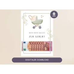 Geschenk zur Geburt | Karte Geburt | Geldgeschenk zum ausdrucken | digitaler Download | Glückwunschkarte | Baby Geschenk