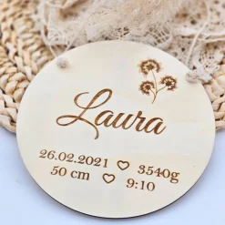 Geschenk zur Geburt | Namensschild mit Geburtsdaten | Personalisiertes Holzschild mit Name |Geschenk zur Taufe | Deko