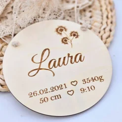 Geschenk zur Geburt | Namensschild mit Geburtsdaten | Personalisiertes Holzschild mit Name |Geschenk zur Taufe | Deko