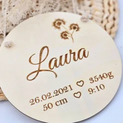 Geschenk zur Geburt | Namensschild mit Geburtsdaten | Personalisiertes Holzschild mit Name |Geschenk zur Taufe | Deko